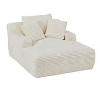 Méridienne en velours côtelé grosses côtes beige DONILIA