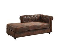 Méridienne gauche chesterfield en microfibre aspect cuir vieilli SHIREL