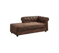 Méridienne gauche chesterfield en microfibre aspect cuir vieilli SHIREL