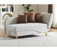 Méridienne gauche convertible avec coffre de rangement en tissu beige PENELOPE