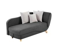 Méridienne gauche convertible en tissu anthracite avec coffre de rangement PENELOPE