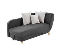 Méridienne gauche convertible en tissu anthracite avec coffre de rangement PENELOPE