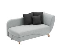 Vente-unique - Méridienne Gauche Convertible en Tissu Gris Clair avec Coffre de Rangement Penelope