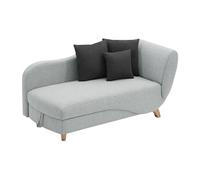 Méridienne gauche convertible en tissu gris clair avec coffre de rangement PENELOPE