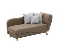 Méridienne gauche convertible en tissu marron avec coffre de rangement PENELOPE