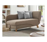 Méridienne gauche convertible en tissu marron avec coffre de rangement PENELOPE