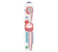 meridol Brosse à dents protection complète des gencives avec poils doux et dents sensibles. Produit avec 40% de plastique recyclé.