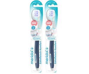 meridol Brosse confort gencive extra douce | Nettoyage en profondeur des espaces interdentaires | Col de brosse à dents flexible pour réduire la pression | Scientifiquement prouvé (Lot de 2)