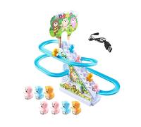 MERIGLARE 12 Pièces Jouets Ours Escalade Jeu Piste Glissière Ours Circuit Course Jouet Fonction LED Musique Assemblage Transport Facile Adapté Aux Enfants, Rechargeable
