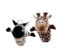 MERIGLARE 2 Marionnettes à Main d'animaux pour Raconter, éducatives, Interactives et, avec Bouche Mobile, pour L'apprentissag, Girafe Zèbre