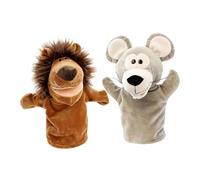 MERIGLARE 2 Pièces Marionnette Animale Gant Peluche Bouche Mobile pour Jeu Interactif Fabriqué en Tissu Peluche Convient Aux Enfants Animation Scolaire Enseigne, Lion et Rat