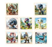 MERIGLARE 8 Puzzles En Bois pour Tout-petits, Casse-têtes Interactifs Stimulants pour Développer La Coordination et Les Couleurs dans La Chambre D'enfant, Dinosaure