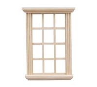 MERIGLARE Accessoire de Scène pour Maison de Poupée à L'échelle 1/12 : Fenêtre Miniature En Bois à 12 Carreaux, Idéale pour Les Jeux D'imitation. Convie