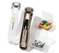 MERIGLARE Agrafeuse Reliure Portable Agrafeuse Papier Fixateur Reliure Clip Presse sans Perçage Kit Recharge Intégré Forme Compacte Plastique Métal Convient à Administration Domicile École
