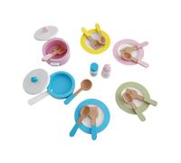 MERIGLARE Assiettes et Plats en Bois pour Un Jeu de Cuisine éducatif et Imitation