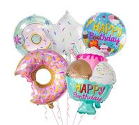 MERIGLARE Ballons En Aluminium sur Le Thème Des Glaces, Des Donuts et Autres pour Une Fête D'anniversaire Gourmande, Beignet à moitié ouvert