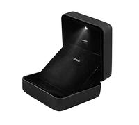 MERIGLARE Boîte à Colliers Lumineuse LED, Présentoir de Rangement pour Bijoux avec Lumière, Boîte à Pendentifs, avec Boucle Métallique et Finitions Exquises, Noir