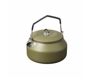 MERIGLARE Bouilloire de Camping Bouilloire Théière Cafetière Marmite avec Corps en Acier Inoxydable 304 et Poignée Repliante en Silicone Chauffe Rapide Adaptée, Vert Armée