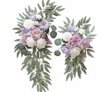MERIGLARE Bouquet Artificiel Composition Florale Guirlande Décorative Arrangement de Fleurs en Soie Imitation Couleurs Durables Toucher Doux Adapté aux Arches, C
