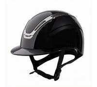 MERIGLARE Casque Équestre Sécurité Coque Arrondie Visière Avant Large en Fibre Polyester Lustrée Muni d'une Sangle Menton à Boucle Réglable pour Une Stabilité