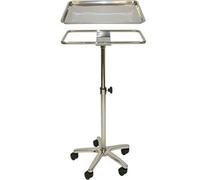 MERIGLARE Chariot en Acier Inoxydable Table Roulante Plateau Rectangulaire Support à roulettes Poste Vertical Réglable Bordures Élevées Adapté aux Soins