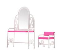 MERIGLARE Ensemble de Coiffeuse de Luxe pour Maison de Poupée avec Miroir et Chaise