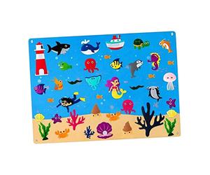 MERIGLARE Ensemble de Tableau D'histoires En Feutrine, 1 M, pour Tout-petits, Enfants D'âge Préscolaire, Kit de Jeu Interactif pour Raconter Des Histoir, océan