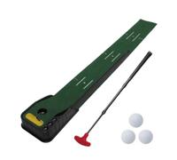 MERIGLARE Entraîneur de Putting de Golf Tapis d'Entraînement Tapis de Putting Parcours Intérieur Retour de Balle Automatique, Jaune, Entraîneur De Putting À Trou Unique + Putter + 3 Balles