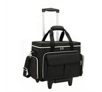MERIGLARE Housse Machine à Coudre Valise Sac Chariot Compartiments Internes pour Fils et Accessoires Zip Robuste et Base à Roulettes Poignée Télescopique pour, Noir, Noir, 41 20 33CM