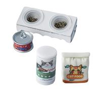 MERIGLARE Lot de 4 Gamelles Miniatures pour Chat à L'échelle 1/12, Contenant de La Nourriture pour Chat, Accessoires de Décoration pour La Maison et Les Pou, Style un