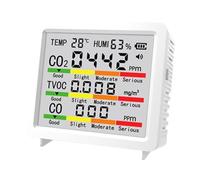 MERIGLARE Mesureur de Qualité de L'air Numérique avec Affichage de La Température et de L'humidité, Alarme Intégrée, Design Ergonomique, Idéal pour, Blanc