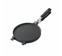 MERIGLARE Nonstick Egg Roller Presse à Gaufrette Gaufrier à Main Moule à Cornet Plaque à Biscuit en Alliage d'Aluminium Antiadhésif à Serrage Articulé pour, Rond Gaufré 17cm