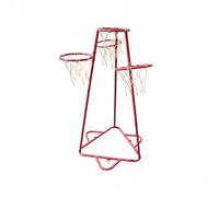 MERIGLARE Panier de Basket Enfant Support Panier Kit Jouet Ensemble Pratique Quatre Structure Fer Cerceaux à Filet Base Triangulaire Stable pour Lancer et, Rouge