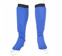 MERIGLARE Protège Tibia et Cou-de-Pied de Karaté Protège Tibias Protège Pieds Garde Jambe Coquille Rembourrée en Mousse EVA Matériau Polyester Respirant, Bleu, M