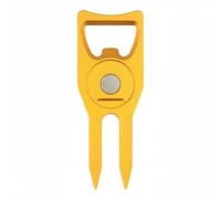 MERIGLARE Réparateur de Pitch Golf Outil Fourche Marque-Balle Repose-Club Ouvre-Bouteille Compact en Alliage d'Aluminium Maintenance du Gazon Efficace Adapté au, Jaune Gingembre
