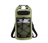 MERIGLARE Sac Étanche de Plein Air Sac à Dos Imperméable Sac de Rangement en PVC avec Poche Extérieure Filet Fermeture Roulée Adapté pour Camping Plage, Vert, Vert Militaire, 30L Double Épaule