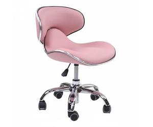 MERIGLARE Siège de Beauté Réglable Tabouret sur roulettes Dossier Ergonomique Revêtement Cuir PU Ajustement Hauteur Mécanique Convient Institut Maison, Rose