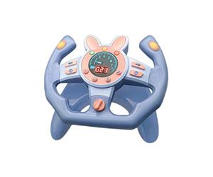 MERIGLARE Simulateur de Volant Jouet D'Apprentissage Interactif Volant Simulation Effets Sonores Lumières Plastique Adapté Aux Maison, Forme en U bleu