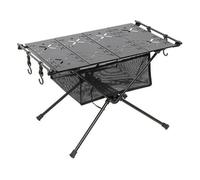 MERIGLARE Table Camping Pliante Plateau Perforé Robuste Table Camping Panier Rangement en Fil Multifonctionnelle pr Randonnées Motorisées, Noir