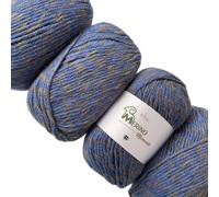 Merino-Moments Lot de 4 pelotes de laine mérinos super douce en mélange de laine mérinos pour bébé, épaisse et volumineuse #5 pour tricot, crochet, métier à tisser et tissage, 400 g - Bleu cobalt