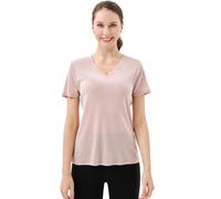 Merino Protect 100% Laine Merinos T-Shirts Femme Col V Manches Courtes sous Vetement Résistance Odeur Couche Base pour Voyage Randonnée Tshirt