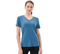 Merino Protect 100% Laine Merinos T-Shirts Femme Col V Manches Courtes sous Vetement Résistance Odeur Couche Base pour Voyage Randonnée Tshirt