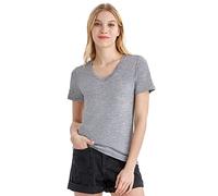 Merino Protect 100% Laine Merinos T-Shirts Femme Col V Manches Courtes sous Vetement Résistance Odeur Couche Base pour Voyage Randonnée Tshirt