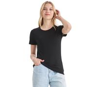 Merino Protect 100% Mérino Tee Shirt Femme Anti-odeurs sous vêtement Doux Laine Mérinos Manches Courtes T-Shirt Respirant Fonctionnel Randonnée(Noir,Grand)