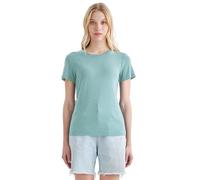 Merino Protect 100% Mérino Tee Shirt Femme Anti-odeurs sous vêtement Doux Laine Mérinos Manches Courtes T-Shirt Respirant Fonctionnel Randonnée(Rayures Vert Clair Gris Moyen,Petit)