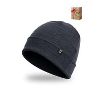Merino Protect Bonnet 100% Laine mérinos pour Hommes et Femmes Hiver Chaud Double Couche Bonnets à Revers en Tricot Doux Casquette de Ski Patinage