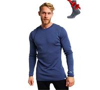 Merino.tech Chemise Homme Manches Longues 100% Merinos + Chaussettes (Small, 250 Windsor Blue)