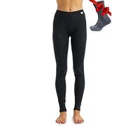 Merino.tech Laine Merinos Pantalon Femme - Leggings Thermique Femme 100% Merino Wool Lourd, Moyen, Léger avec Chaussettes (Small, 165 Charcoal Grey)