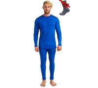 Merino.tech sous-Vêtement Merinos Homme - Ensemble 100% Laine Merinos Haut et Bas avec Chaussettes Lourd, Moyen, Léger (Medium, 250 Cobalt Blue)
