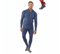 Merino.tech sous-Vêtement Merinos Homme - Ensemble 100% Laine Merinos Haut et Bas avec Chaussettes Lourd, Moyen, Léger (X-Large, 250 Windsor Blue)